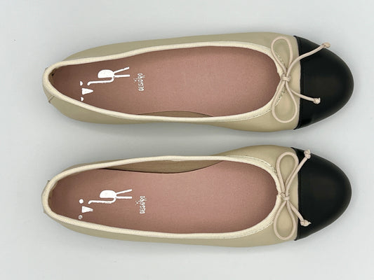 Chanel style two tone ballet pump flat