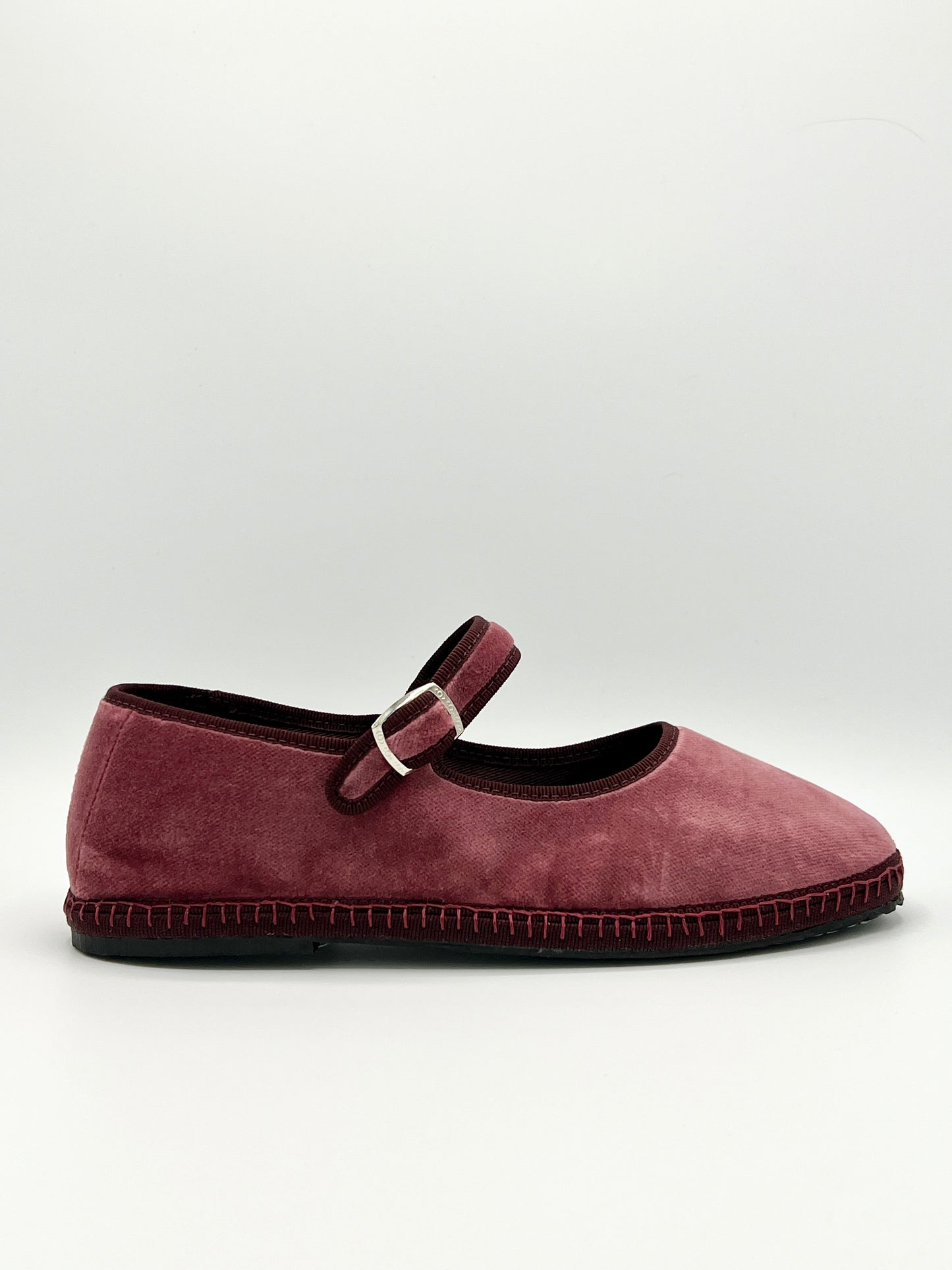 Rosewood Velvet Mary Jane with bourdeaux piping