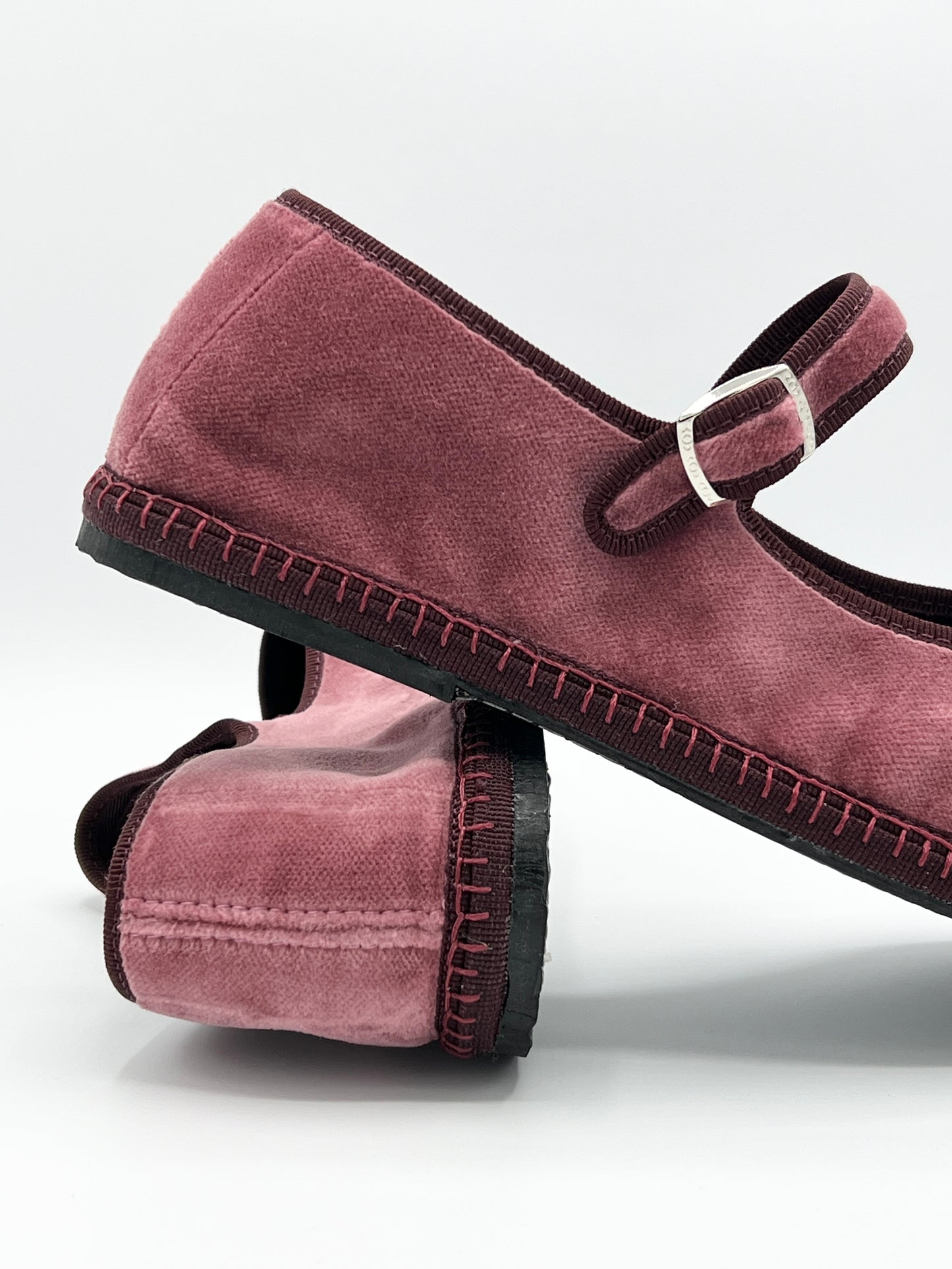 Rosewood Velvet Mary Jane with bourdeaux piping