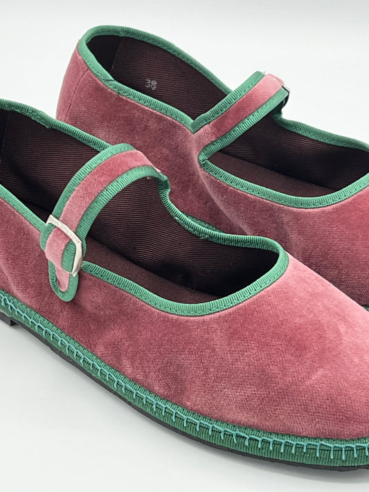 Rosewood Velvet Mary Jane with esmeraldo piping