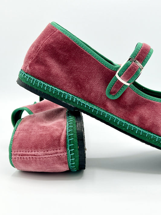 Rosewood Velvet Mary Jane with esmeraldo piping