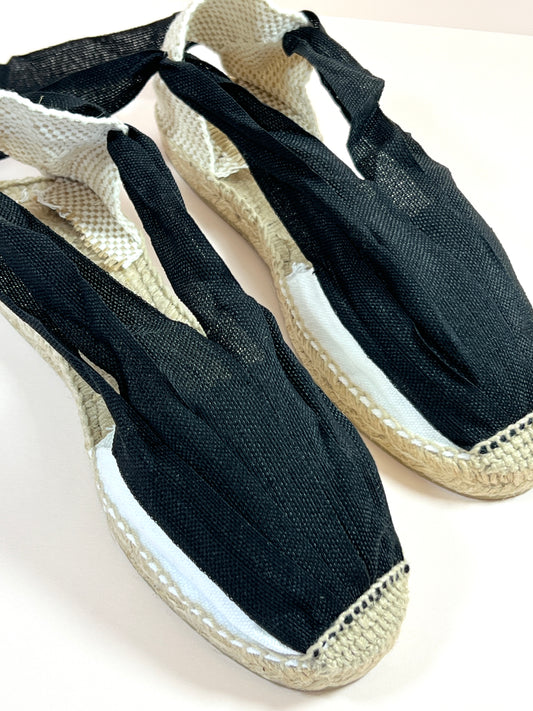 Black and White Baturra Traditional Lace Up Espadrille