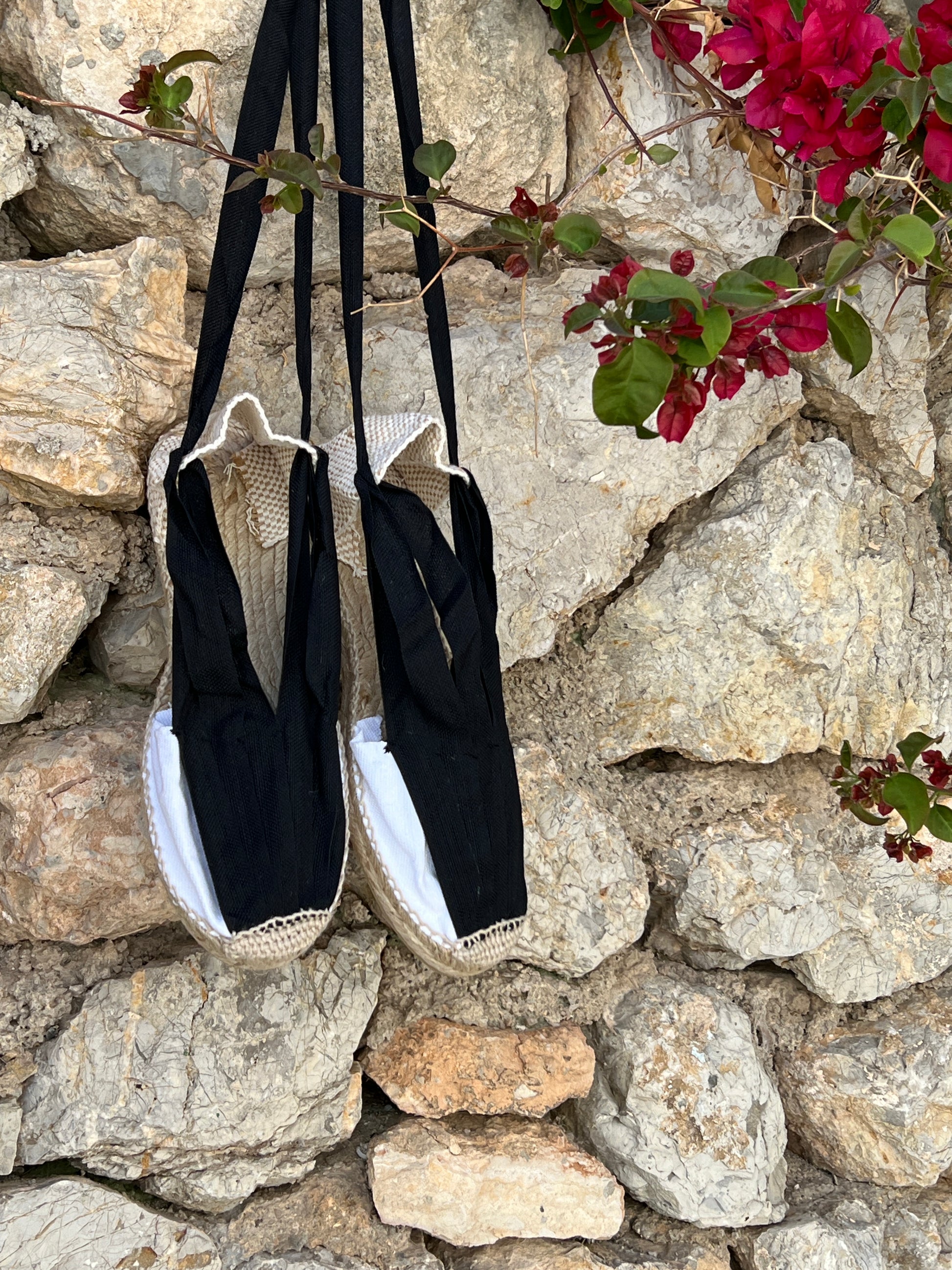 Black and White Baturra Traditional Lace Up Espadrille
